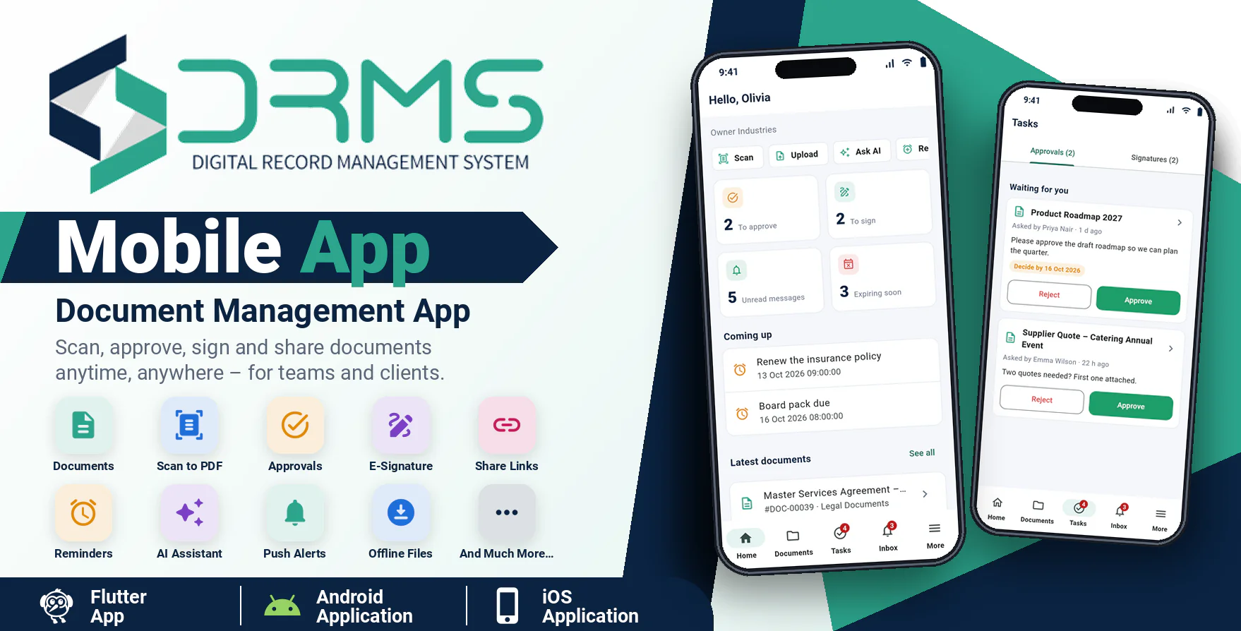 Smart DMS SaaS - Document Management Mobile App | Owner, Staff | Flutter App