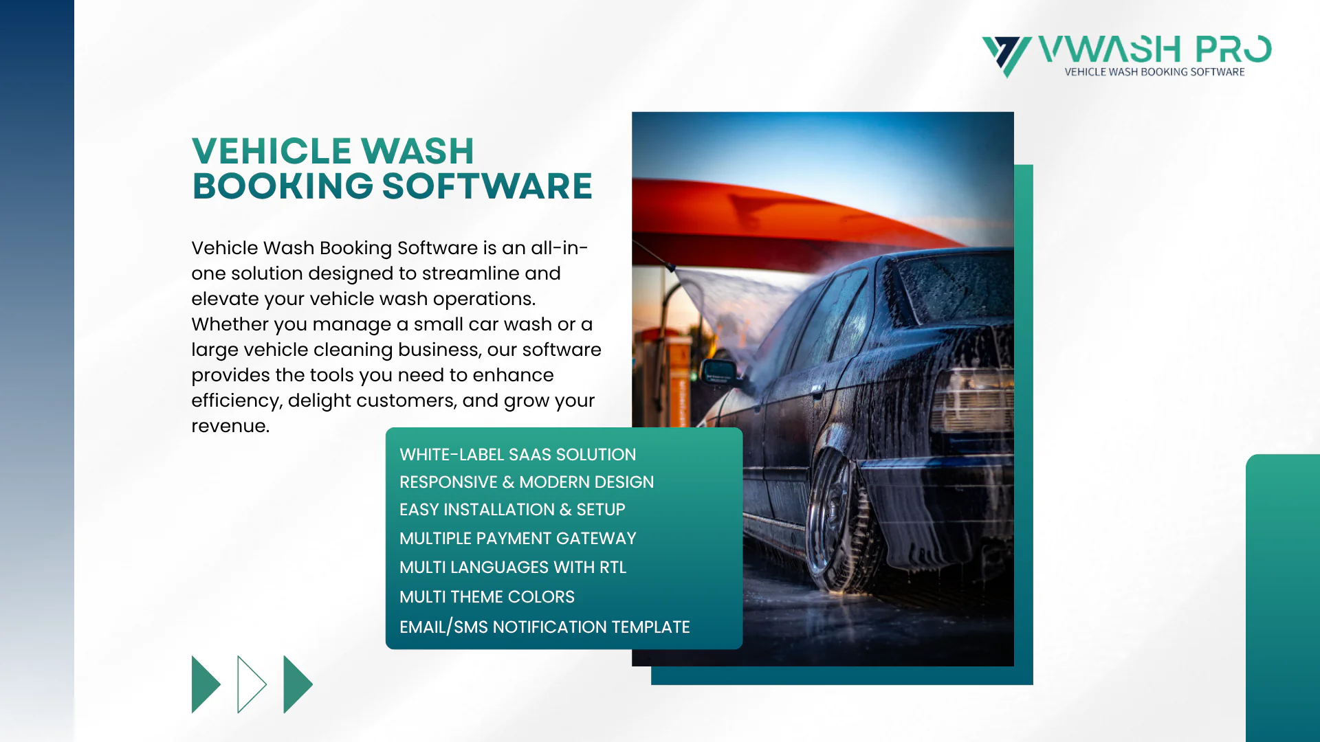 vWashPro SaaS - Vehicle Wash Booking software