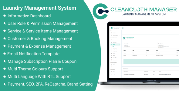 CleanCloth Manager SaaS - Laundry Management System